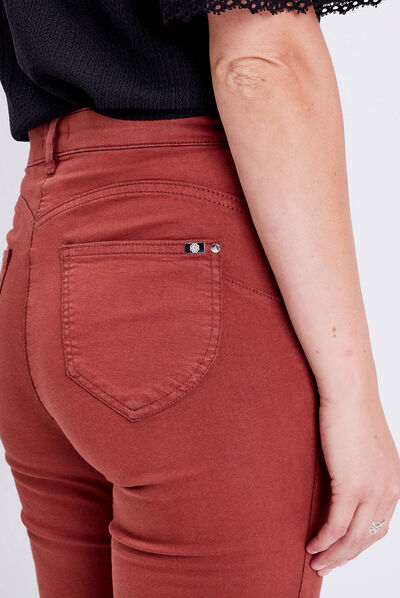 Pantalon léger taille standard 7/8ème marron cognac femme