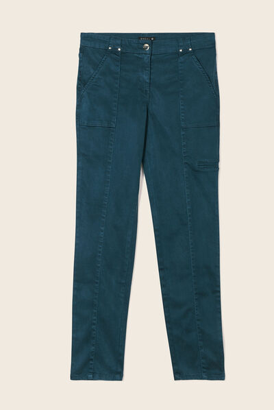 Pantalon ajusté bleu canard femme