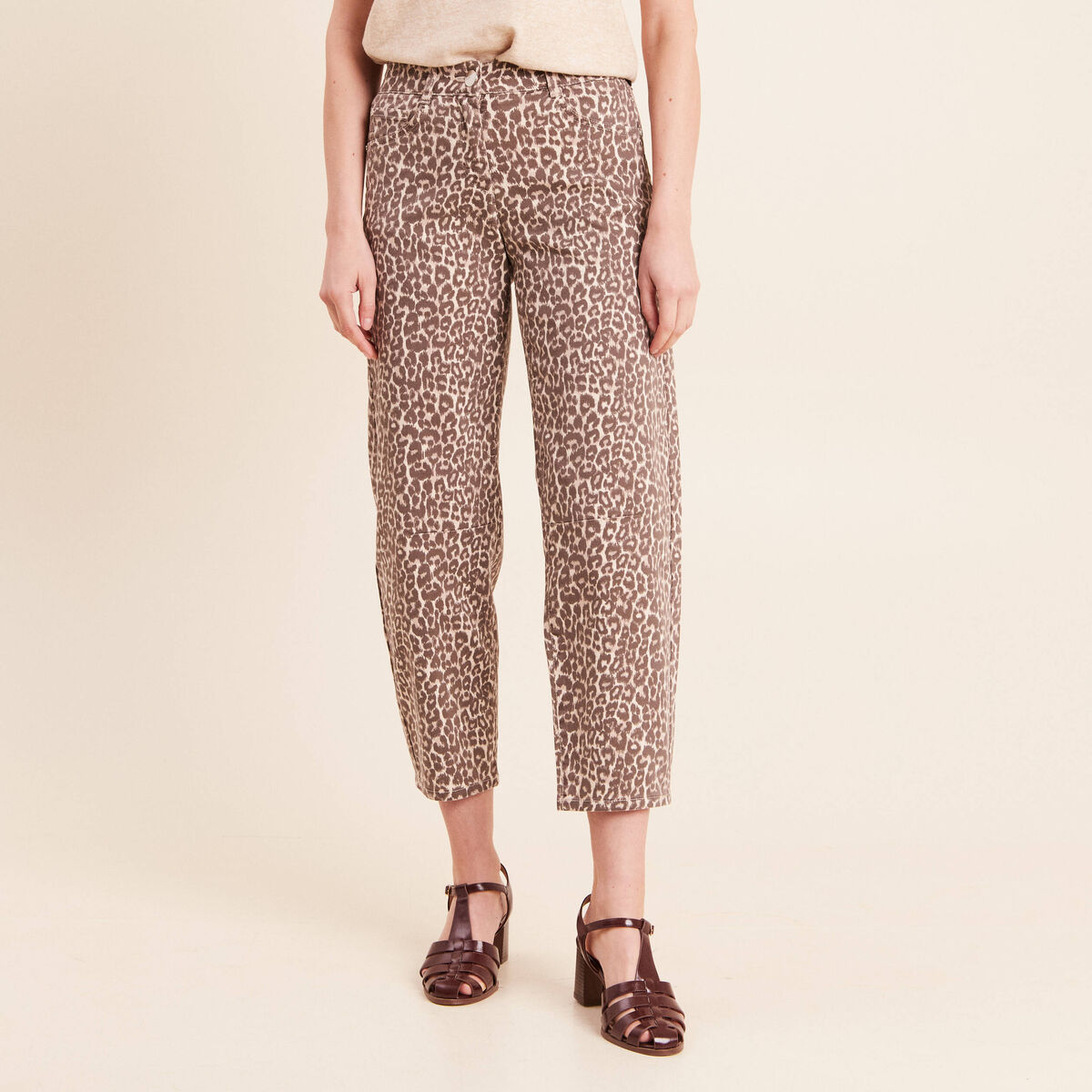 Pantalon magique Le L&eacute;ger coupe barrel beige femme