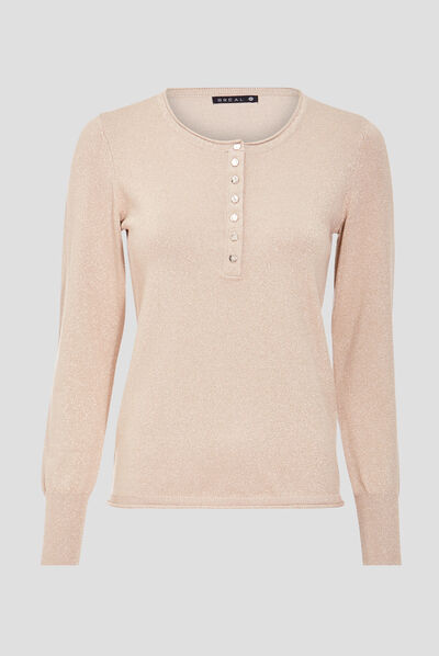 Pull manches longues couleur or femme