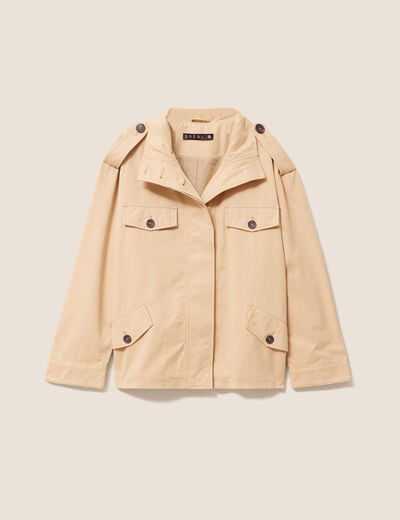 Trench col montant doubl&eacute; beige femme