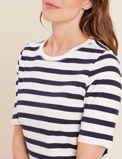 T-shirt col rond bleu marine femme
