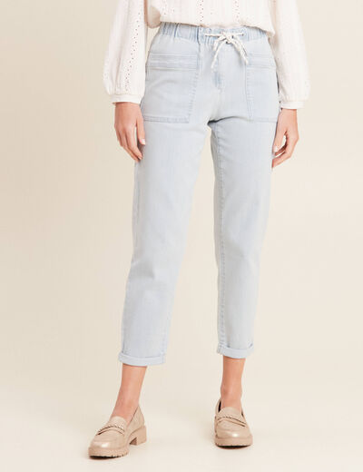 Jean coupe mom 7/8&egrave;me denim bleach femme