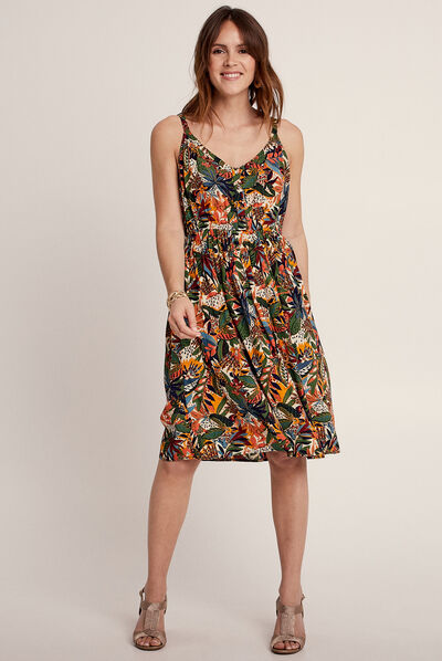 Robe droite à bretelles multicolore femme