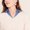 Pull bi-mati&egrave;re col chemise ecru femme