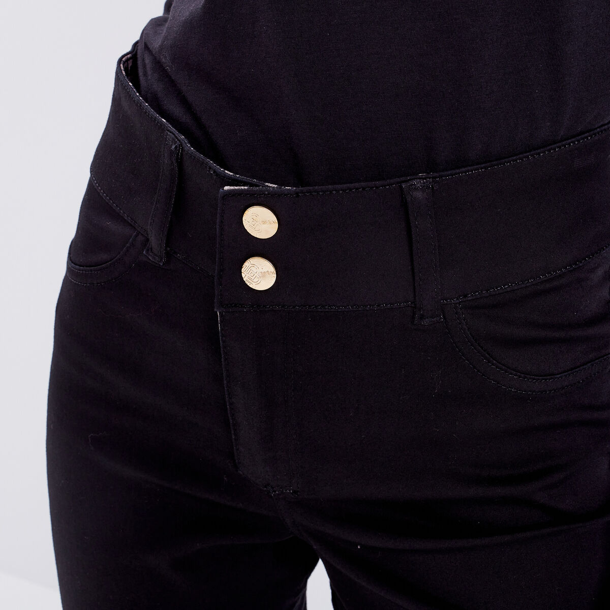 Pantalon ajusté réversible noir femme