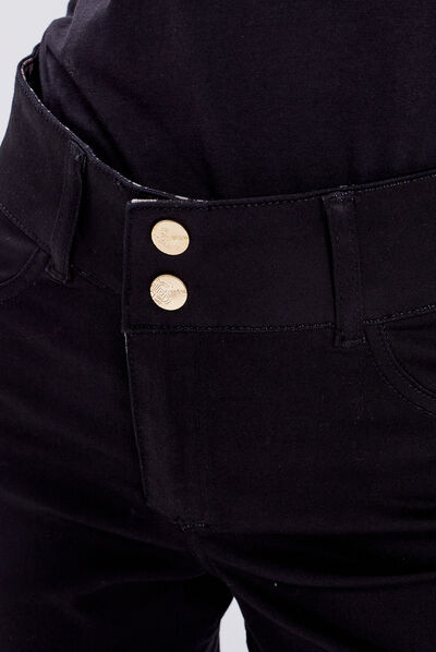 Pantalon ajusté réversible noir femme
