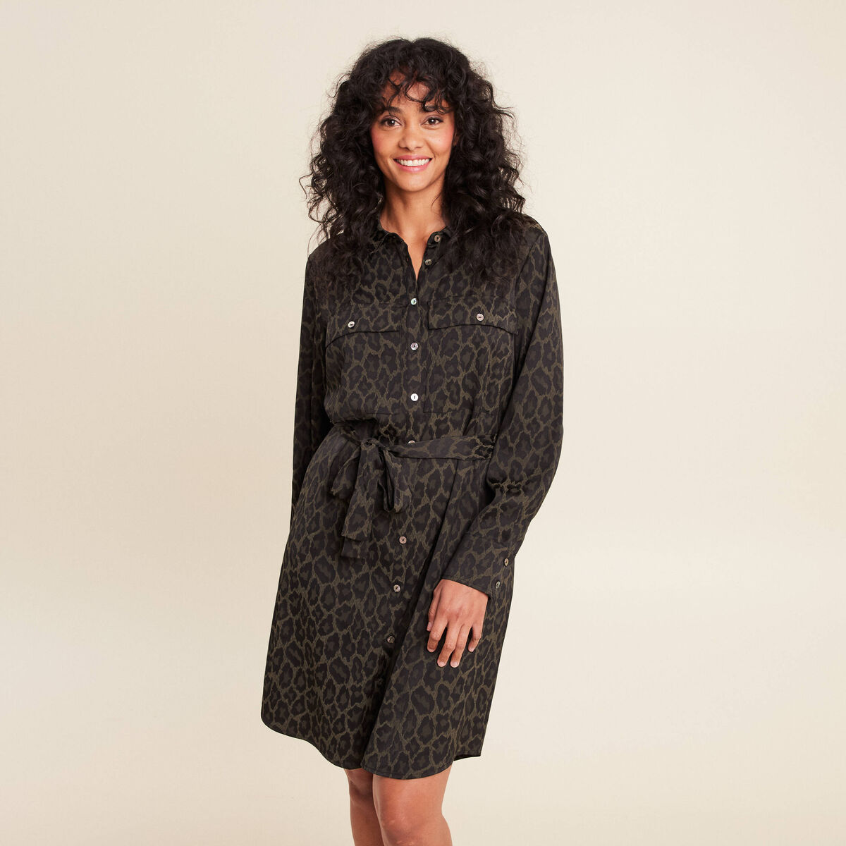 Robe Chemisier H&M Vert Kaki - Taille M, 100% Coton, Neuve Avec étiquettes, Longueur Genou