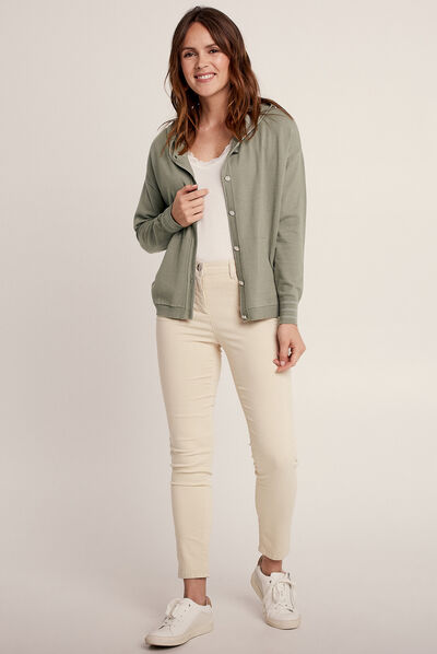 Gilet à capuche boutonné vert clair femme