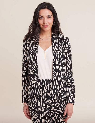 Veste en maille ajustée col châle noir femme