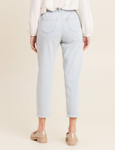 Jean coupe mom 7/8&egrave;me denim bleach femme