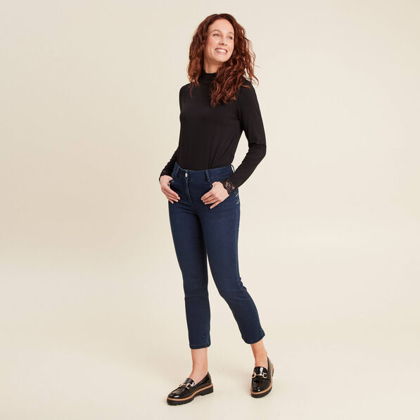 Jean droit taille standard denim brut femme