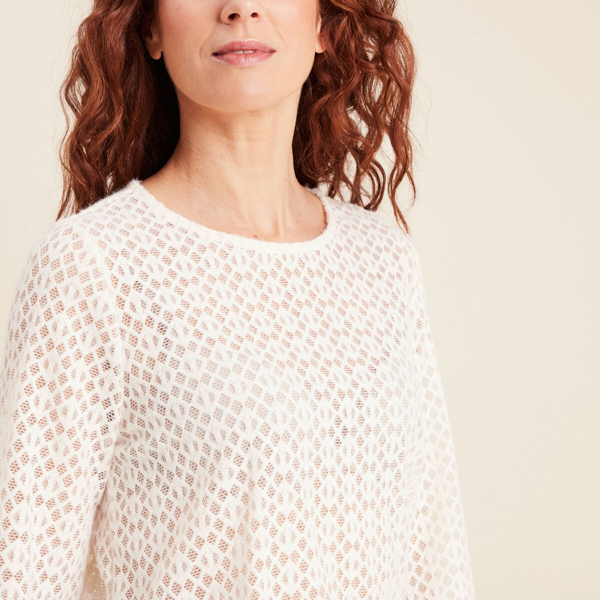 Blouse manches longues ecru femme