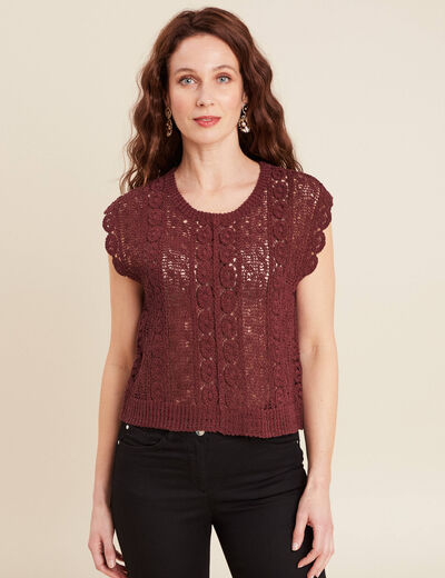 Débardeur macramé bordeaux femme