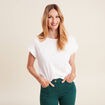 T-shirt manches courtes clous blanc femme