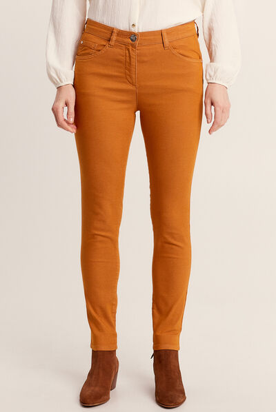 Pantalon léger taille standard 7/8ème orange foncé femme