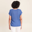 Pull col rond manches courtes bleu roi femme