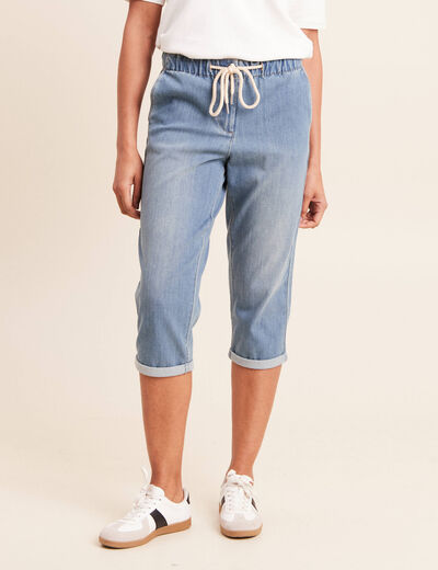 Pantacourt coupe mom denim double stone femme