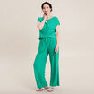 Pantalon flou taille basse vert turquoise femme