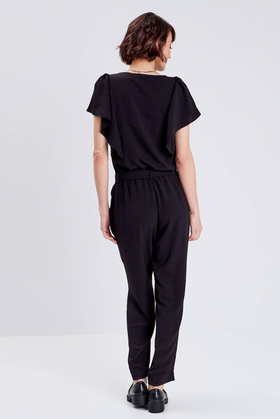Combinaison pantalon droite noir femme