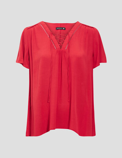 Blouse manches courtes rose framboise femme