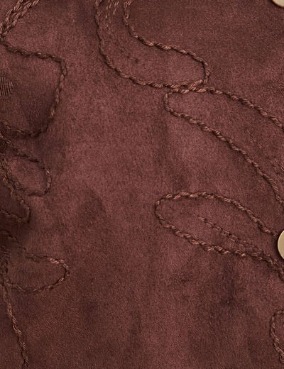 Veste sans manches doubl&eacute;e marron fonc&eacute; femme