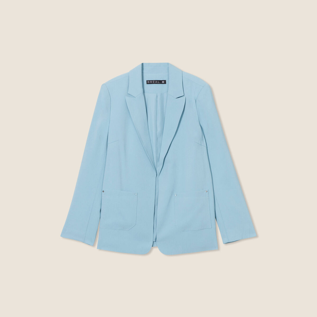 Veste tailleur droite bleu gris femme