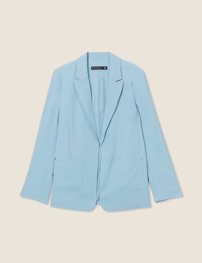 Veste tailleur droite bleu gris femme