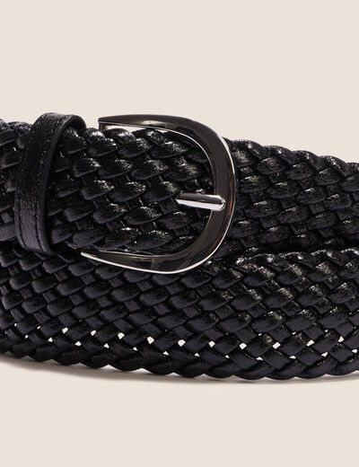 Ceinture tressée métalissée noir femme