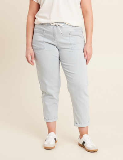 Jean coupe mom 7/8&egrave;me denim bleach femme