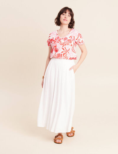 Jupe doubl&eacute;e ecru femme