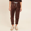Pantalon coupe mom en velours marron femme