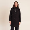 Manteau ajust&eacute; capuche amovible noir femme