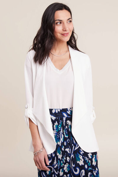 Veste esprit blazer droite ecru femme