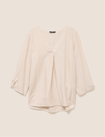 blouse fluide manches 3/4 marron femme
