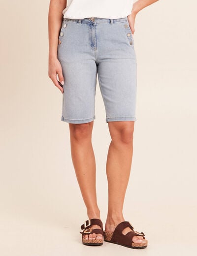 Bermuda ajust&eacute; denim double stone femme