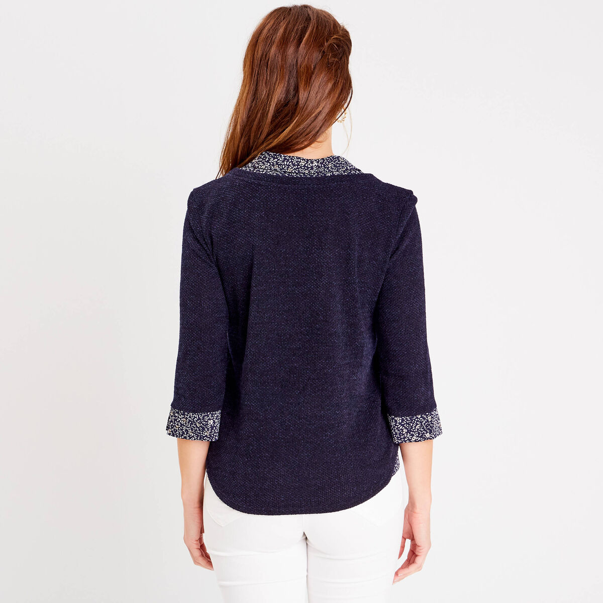 T-shirt manches 3/4 bleu femme