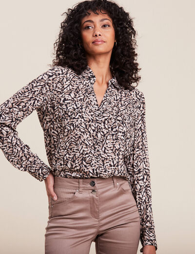 Chemise manches longues marron clair femme