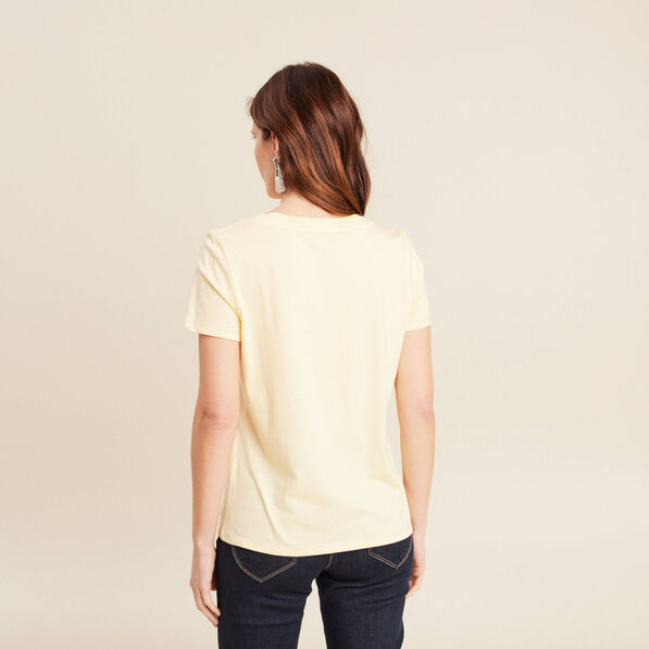 T-shirt manches courtes jaune clair femme