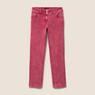 Jean coupe droite taille bascul&eacute;e rose fushia femme