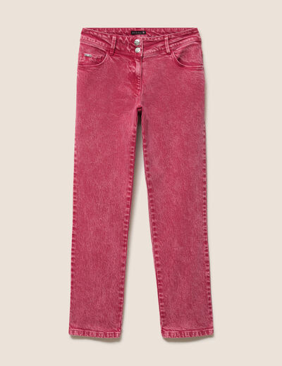 Jean coupe droite taille bascul&eacute;e rose fushia femme