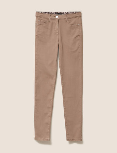 Jean magique ajusté taille standard taupe femme