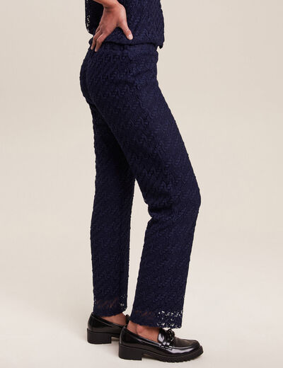 Pantalon flou dentelle 7/8ème bleu foncé femme