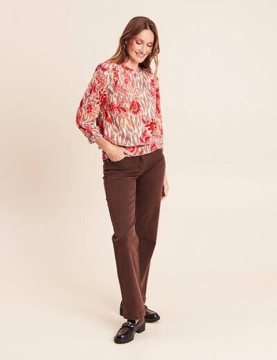 T-shirt manches 3/4 rose femme