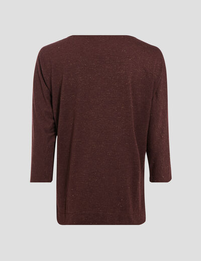 T-shirt manches 3/4 marron femme