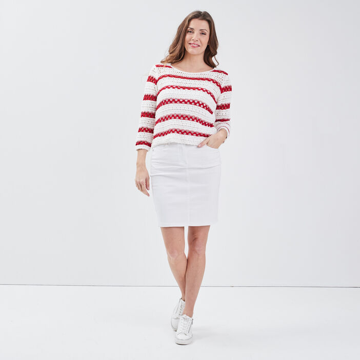 Jupe droite en jean blanc femme