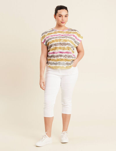 T-shirt manches courtes beige femme