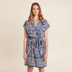 Robe droite courte manches courtes bleu femme