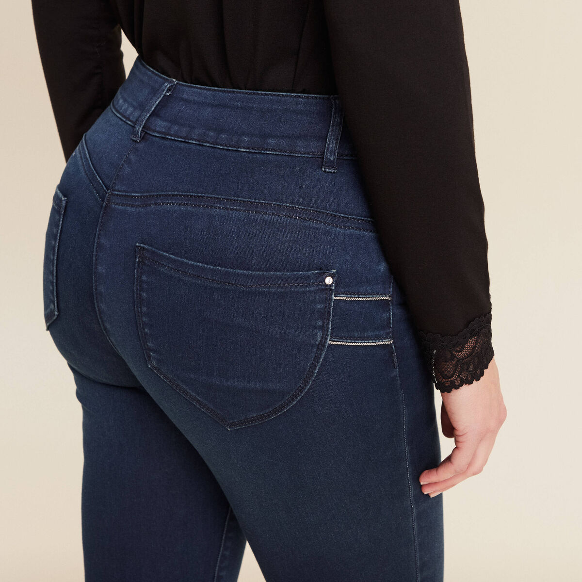 Jean droit taille standard denim brut femme