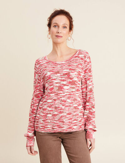 Pull manches longues rose fushia femme